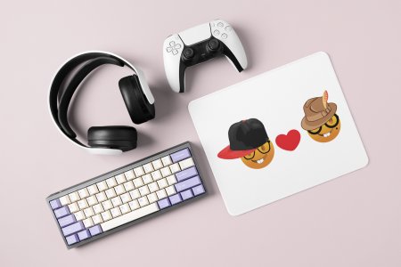 Rabbit-teeth Couple Emoji- Emoji Printed Mousepad For Emoji Lovers