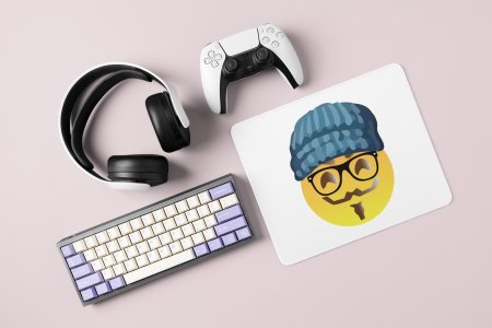 Moustaque Face Emoji- Emoji Printed Mousepad For Emoji Lovers