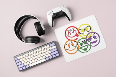 Scribbled Five different Emojis - Emoji Printed Mousepad For Emoji Lovers