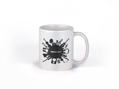 Music  background (BG Black )- music themed printed ceramic white coffee and tea mugs/ cups for music lovers