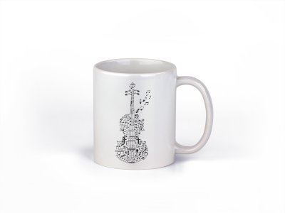 Violin - music themed printed ceramic white coffee and tea mugs/ cups for music lovers