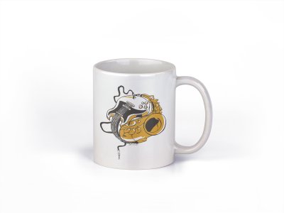 Electric Guitar- music themed printed ceramic white coffee and tea mugs/ cups for music lovers
