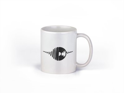 Music disk- music themed printed ceramic white coffee and tea mugs/ cups for music lovers