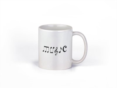 Sixteenth note- music themed printed ceramic white coffee and tea mugs/ cups for music lovers