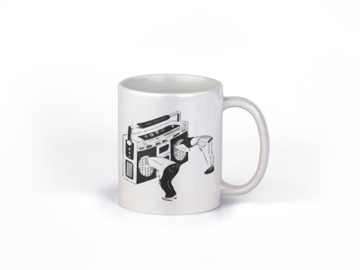 People Stuck In Radio- music themed printed ceramic white coffee and tea mugs/ cups for music lovers
