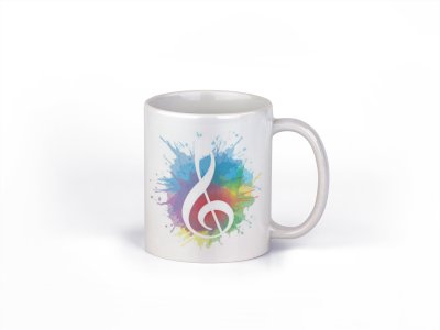 Musical Background  instrument- music themed printed ceramic white coffee and tea mugs/ cups for music lovers