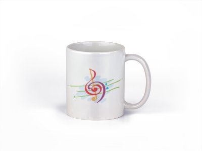 Musical  instrument (BG Blue ) - music themed printed ceramic white coffee and tea mugs/ cups for music lovers