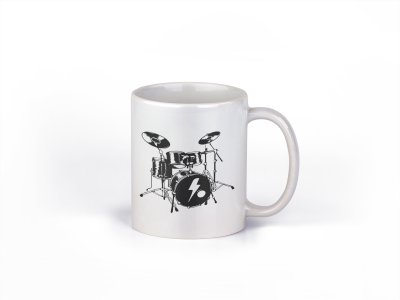 Drum Set  - music themed printed ceramic white coffee and tea mugs/ cups for music lovers