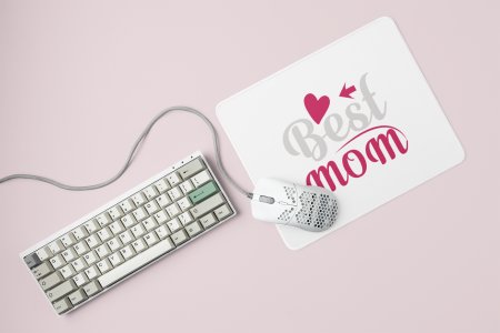 Best Mom Text With pink heart- Printed Mousepad