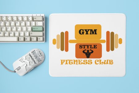 Gym Style, Fitness Club, (BG Orange and Yellow) - Printed Mousepads For Gym Lovers