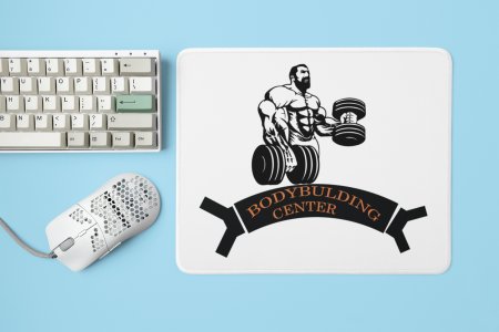 Body Building Center, (BG Black) - Printed Mousepads For Gym Lovers