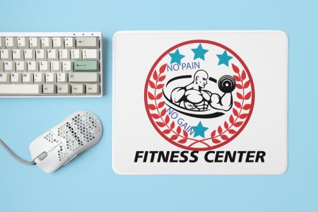 Fitness Center, Red Leaves Inside The Circle - Printed Mousepads For Gym Lovers