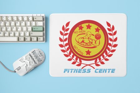 Fitness Center, Red Leaves Outside The Circle - Printed Mousepads For Gym Lovers