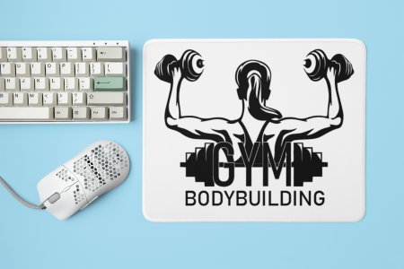 Bodybuilding, A Girl Lifts Dumble - Printed Mousepads For Gym Lovers