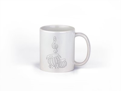 Tabla- music themed printed ceramic white coffee and tea mugs/ cups for music lovers