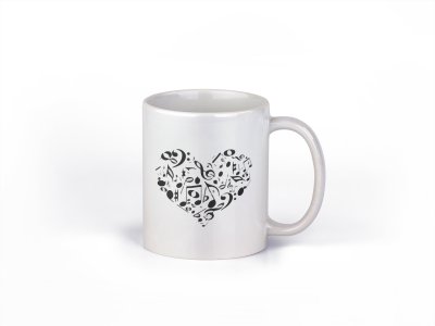 Musical instrument (Black) Printed In Heart - White - printed Mug - personalized coffee or tea Mug