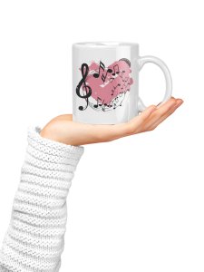 Musical instrument (Black) Printed In Heart - music themed printed ceramic white coffee and tea mugs/ cups for music lovers