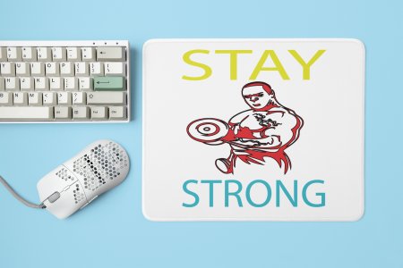 Stay Strong, (BG Yellow and White) - Printed Mousepads For Gym Lovers