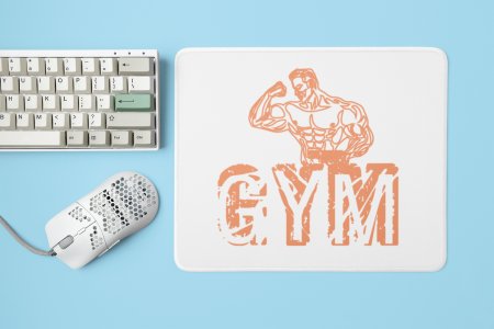 Gym, (BG Orange) - Printed Mousepads For Gym Lovers