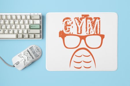 Gym Above Glasses, (BG Orange) - Printed Mousepads For Gym Lovers
