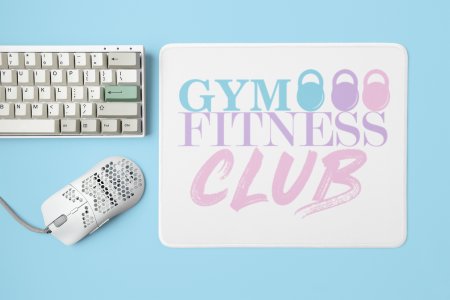 Gym, Fitness, Club, (BG White, Violet, Pink) - Printed Mousepads For Gym Lovers
