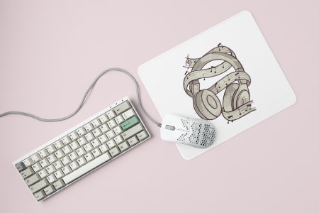 Headphones And music Notes- Printed Mousepads For Music Lovers