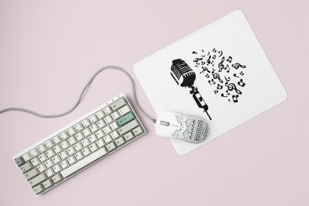 Microphone And Music Notes- Printed Mousepads For Music Lovers