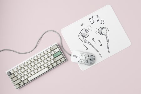 Earphones with Music Notes Printed Mousepads For Music Lovers