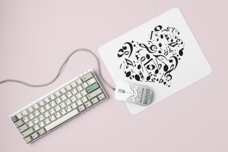 Musical instrument (Black) Printed In Heart Printed Mousepads For Music Lovers