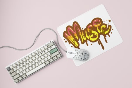 Music ( Yellow text ) Printed Mousepads For Music Lovers