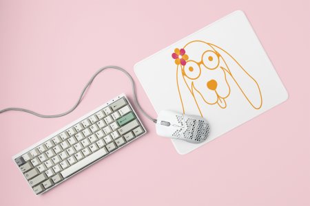 Doggy Face With Flower -printed Mousepads for pet lovers