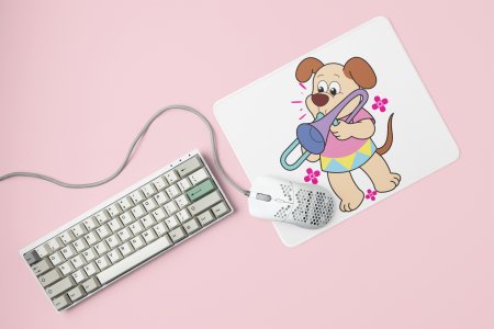 Cute Puppy Illustration -printed Mousepads for pet lovers