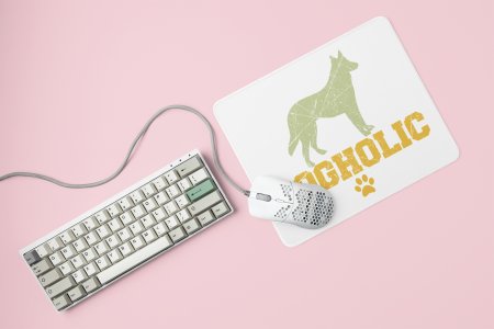 Dogholic Yellow Text -printed Mousepads for pet lovers