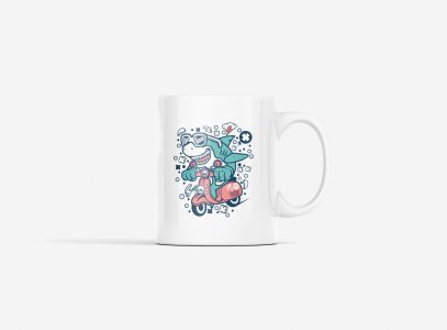Whale in scooty - animation themed printed ceramic white coffee and tea mugs/ cups for animation lovers  Mug