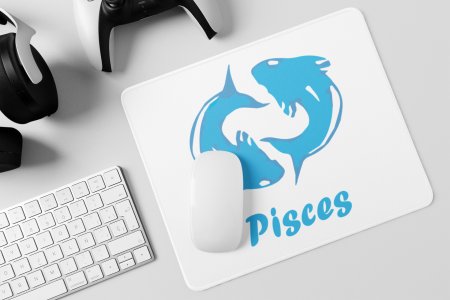 Pisces (BG Sky Blue) - Zodiac Sign Printed Mousepads For Astrology Lovers