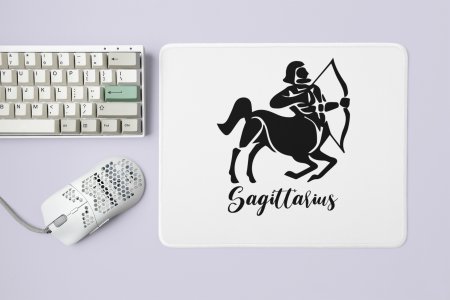 Sagittarius symbol (BG Black) - Zodiac Sign Printed Mousepads For Astrology Lovers