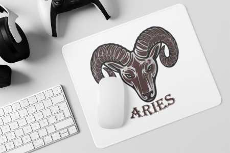 Aries, (BG Brown) - Zodiac Sign Printed Mousepads For Astrology Lovers