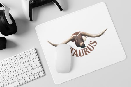Taurus symbol, (BG Brown) - Zodiac Sign Printed Mousepads For Astrology Lovers