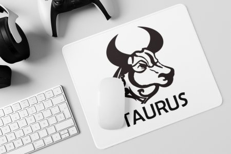 Taurus symbol design (BG Black) - Zodiac Sign Printed Mousepads For Astrology Lovers