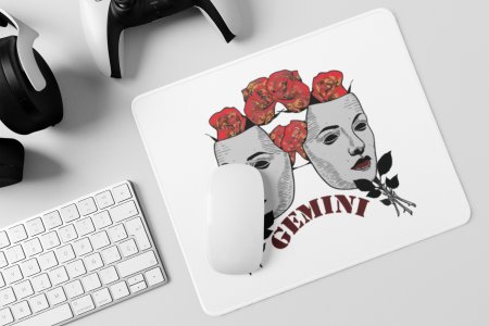 Gemini, roses on heads - Zodiac Sign Printed Mousepads For Astrology Lovers
