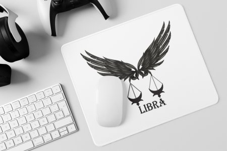 Libra symbol (Text below) - Zodiac Sign Printed Mousepads For Astrology Lovers