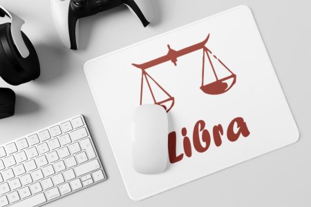 Libra (BG Brown) - Zodiac Sign Printed Mousepads For Astrology Lovers