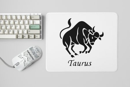 Taurus symbol (BG Black) - Zodiac Sign Printed Mousepads For Astrology Lovers