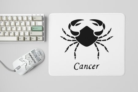Cancer symbol (BG Black) - Zodiac Sign Printed Mousepads For Astrology Lovers