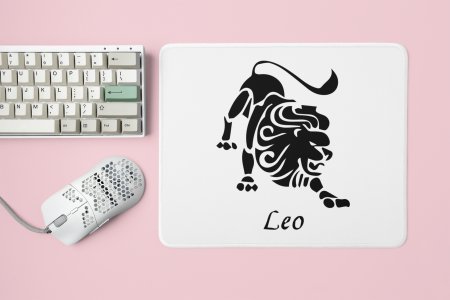Leo symbol (BG Black) - Zodiac Sign Printed Mousepads For Astrology Lovers