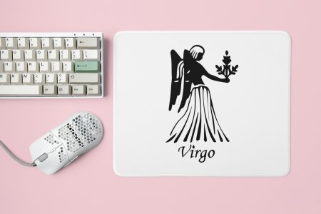 Virgo symbol (BG Black) - Zodiac Sign Printed Mousepads For Astrology Lovers