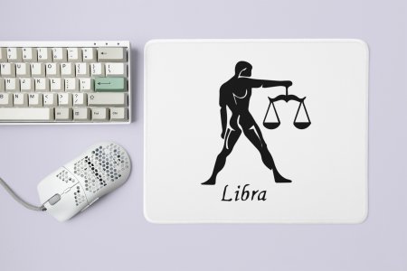 Libra symbol (BG Black) - Zodiac Sign Printed Mousepads For Astrology Lovers