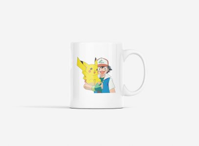 Pikachu in Ash's hand - Printed animated creature Mug
