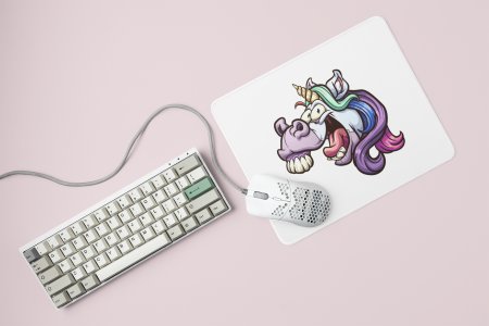 Unicorn smiling - Printed animated creature Mousepads