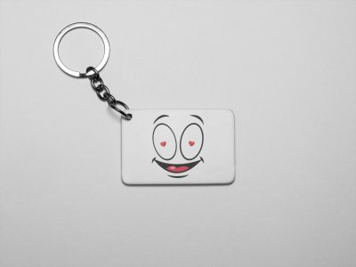 Flashing Heart in Eyes- Emoji Printed Keychains For Emoji Lovers(Pack Of 2)